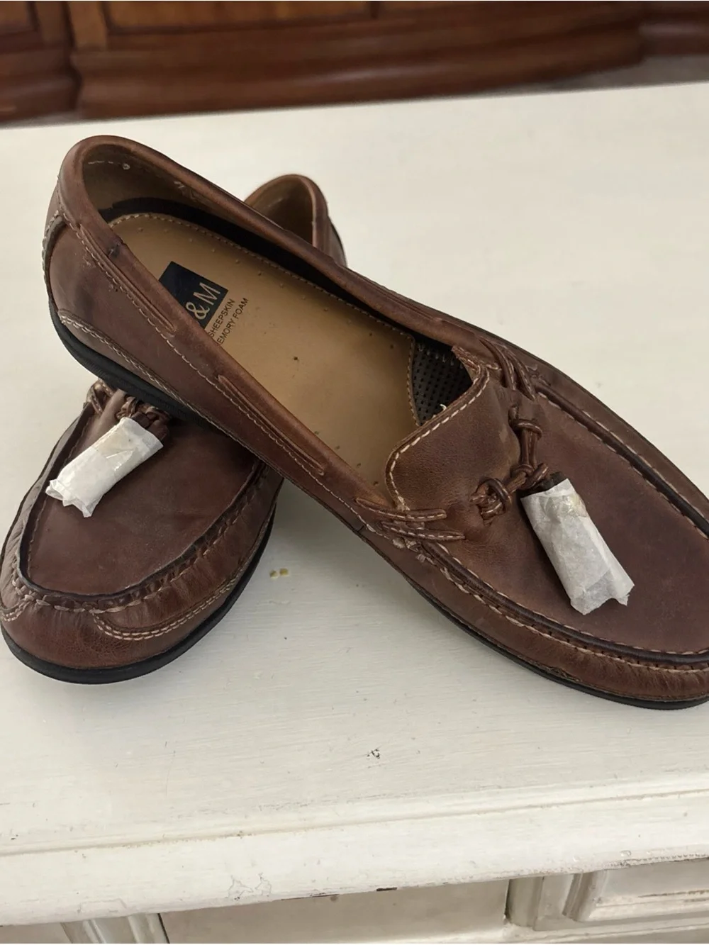Brown Leather Tassel Loafers - Classic Men’s Driving Shoes 9.5 - Picture 5 of 5